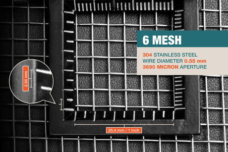 #6 Mesh | 304 Stainless Steel | 3690 Micron / 3.69mm Aperture (Hole Size) | 6 Mesh Wires per Inch | 0.55mm Wire Diameter | 1m x 1.32m