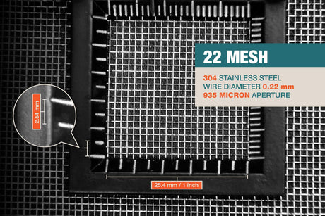 #22 Mesh | 304 Stainless Steel | 935 Micron / 0.935mm Aperture (Hole Size) | 22 Mesh Wires per Inch | 0.22mm Wire Diameter | 1m x 1.32m