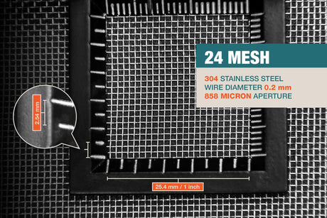 #24 Mesh | 304 Stainless Steel | 858 Micron / 0.858mm Aperture (Hole Size) | 24 Mesh Wires per Inch | 0.2mm Wire Diameter | 1m x 1.32m