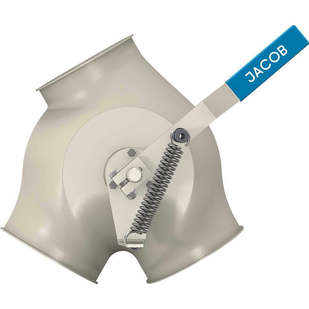 Two way valves with inlet collar - asymmetrical - hand operated | 120 diameter | 2mm thick | Powder coated