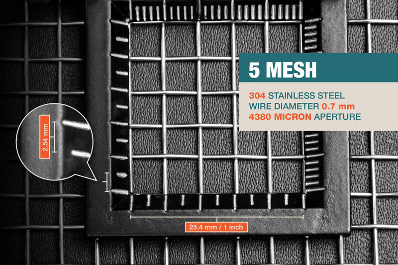 5 Mesh, 304 Stainless Steel, 4.38mm (Aperture) / 4380 Micron, 0.7mm Wire Diameter, 1mx1.32m