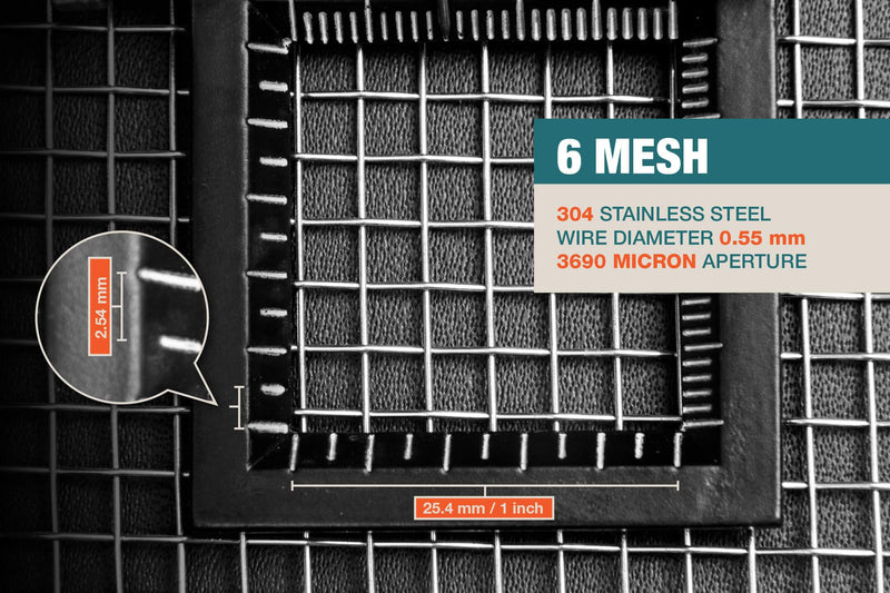 6 Mesh, 304 Stainless Steel, 3.69mm (Aperture) / 3690 Micron, 0.55mm Wire Diameter, 1mx1.32m