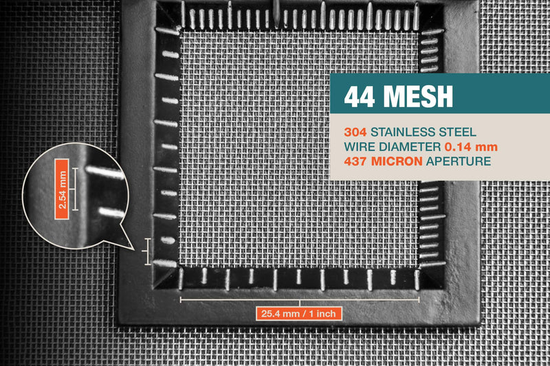 44 Mesh, 304 Stainless Steel, 0.437mm (Aperture) / 437 Micron, 0.14mm Wire Diameter, 1mx1.32m