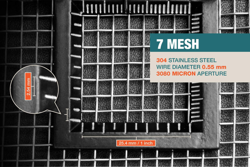 7 Mesh, 304 Stainless Steel, 3.08mm (Aperture) / 3080 Micron, 0.55mm Wire Diameter, 1mx1.32m
