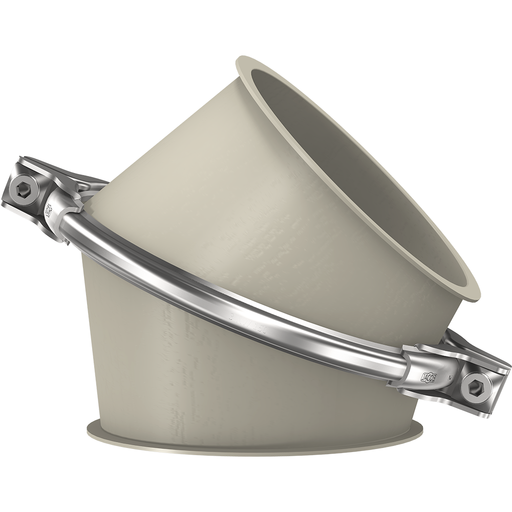 Type_Adjustable elbows from 0 to 45 degree | 200 diameter | 1.5mm thick | Powder coated with EPDM Seal